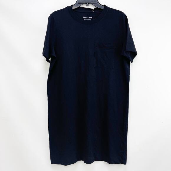 Everlane The Weekend Tee Dress Small Black Short Sleeve Cotton NWT - Picture 3 of 8